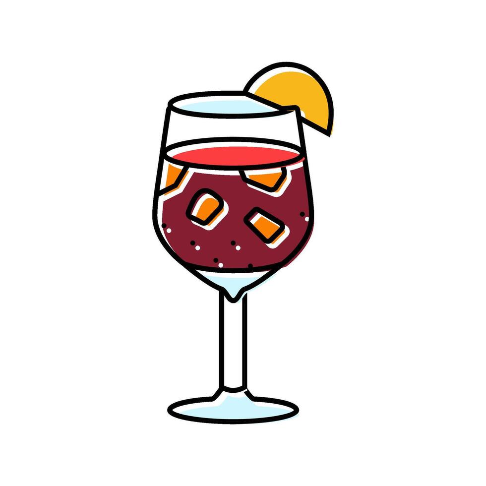 sangria glass spanish cuisine color icon illustration vector