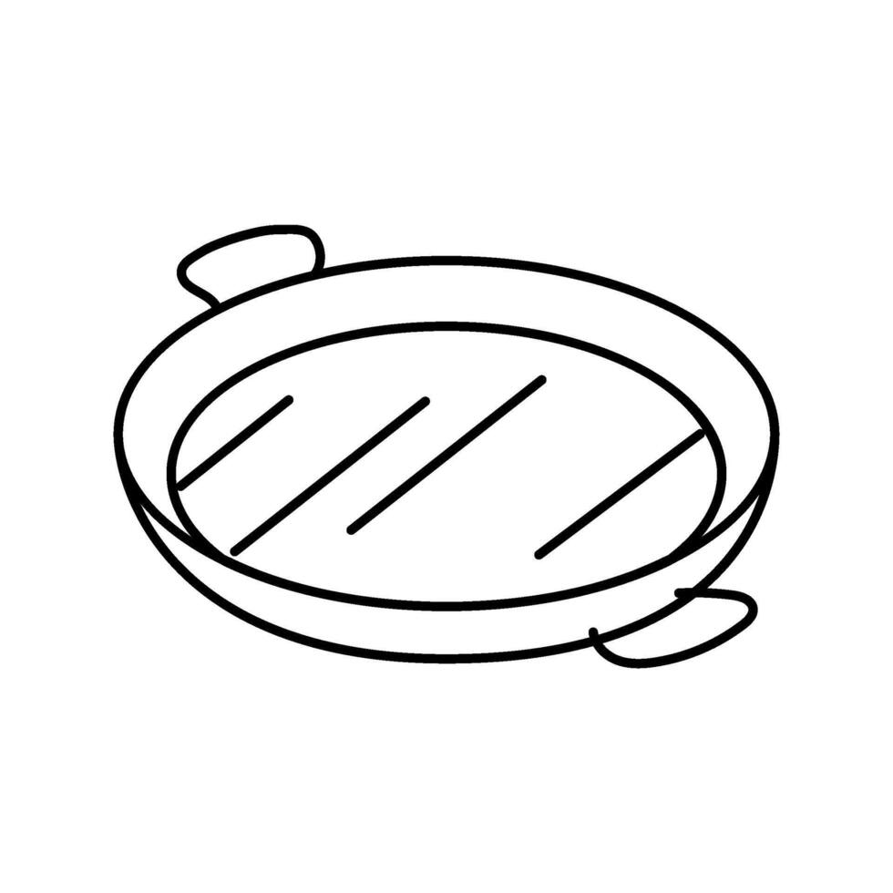 paella pan spanish cuisine line icon illustration vector