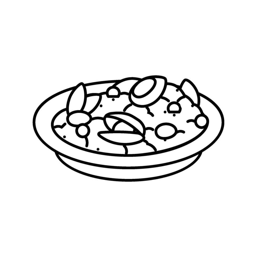 seafood paella sea cuisine line icon illustration vector