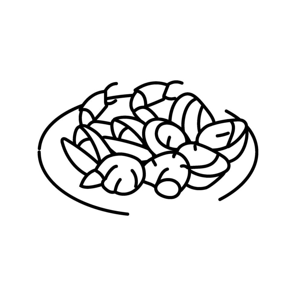 seafood platter sea cuisine line icon illustration vector