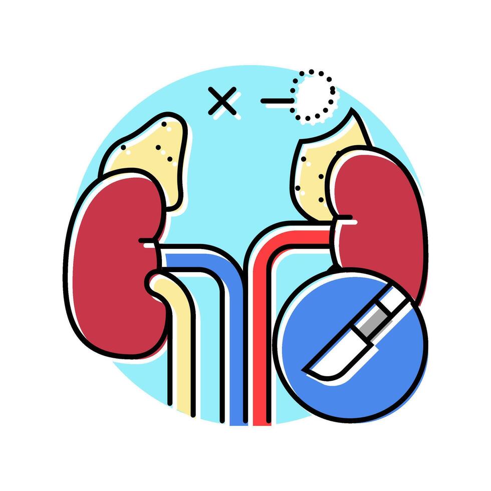 adrenalectomy surgery color icon illustration vector