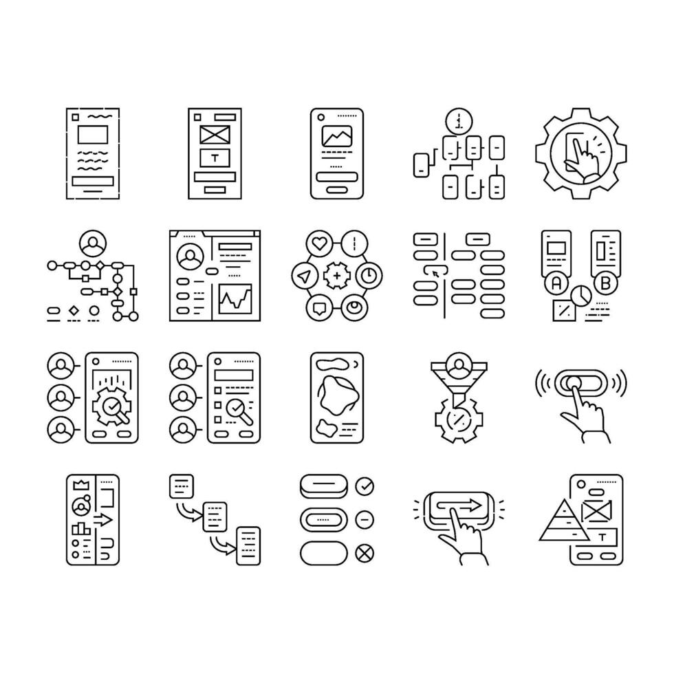 ui ux design agency user develop icons set vector