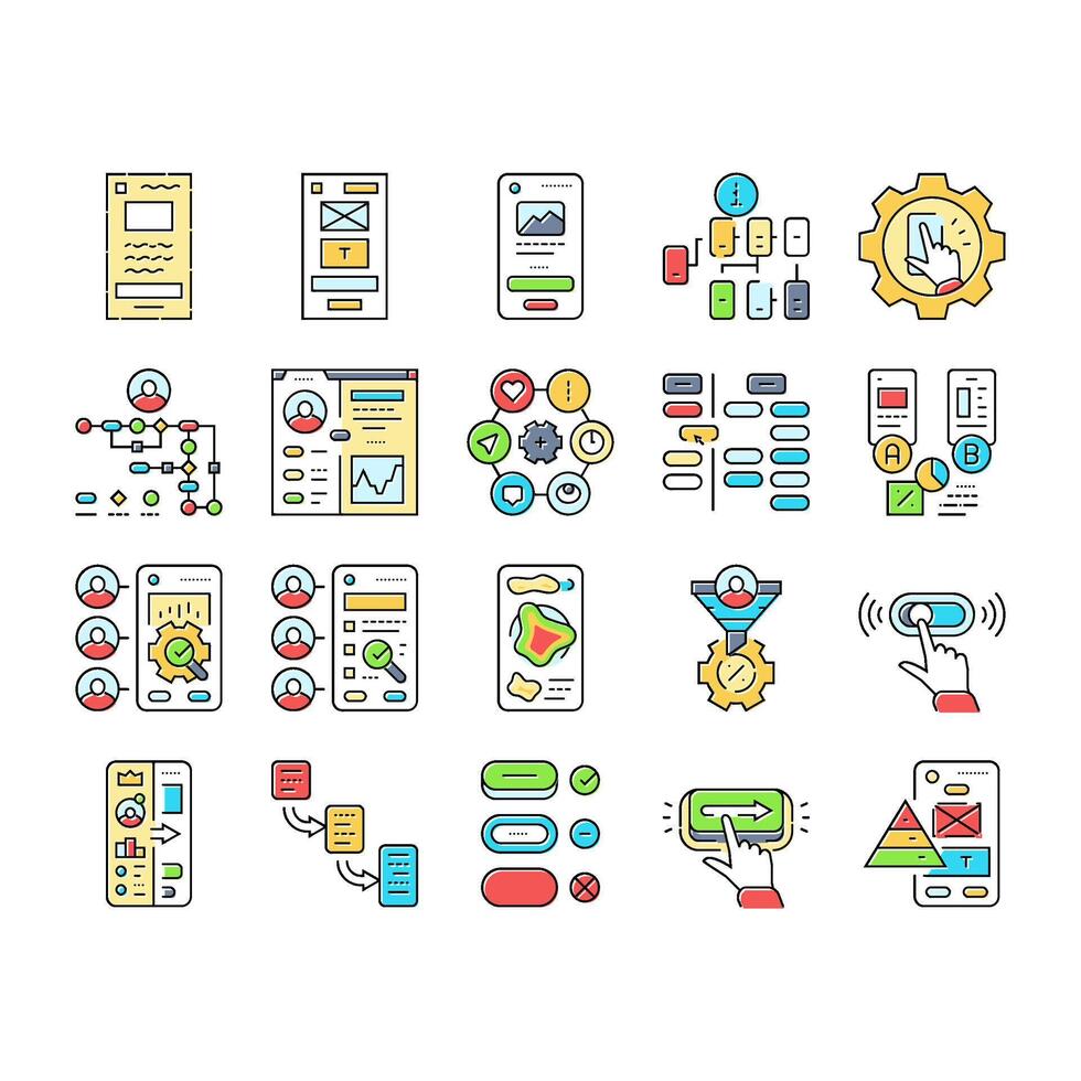 ui ux design agency user develop icons set vector