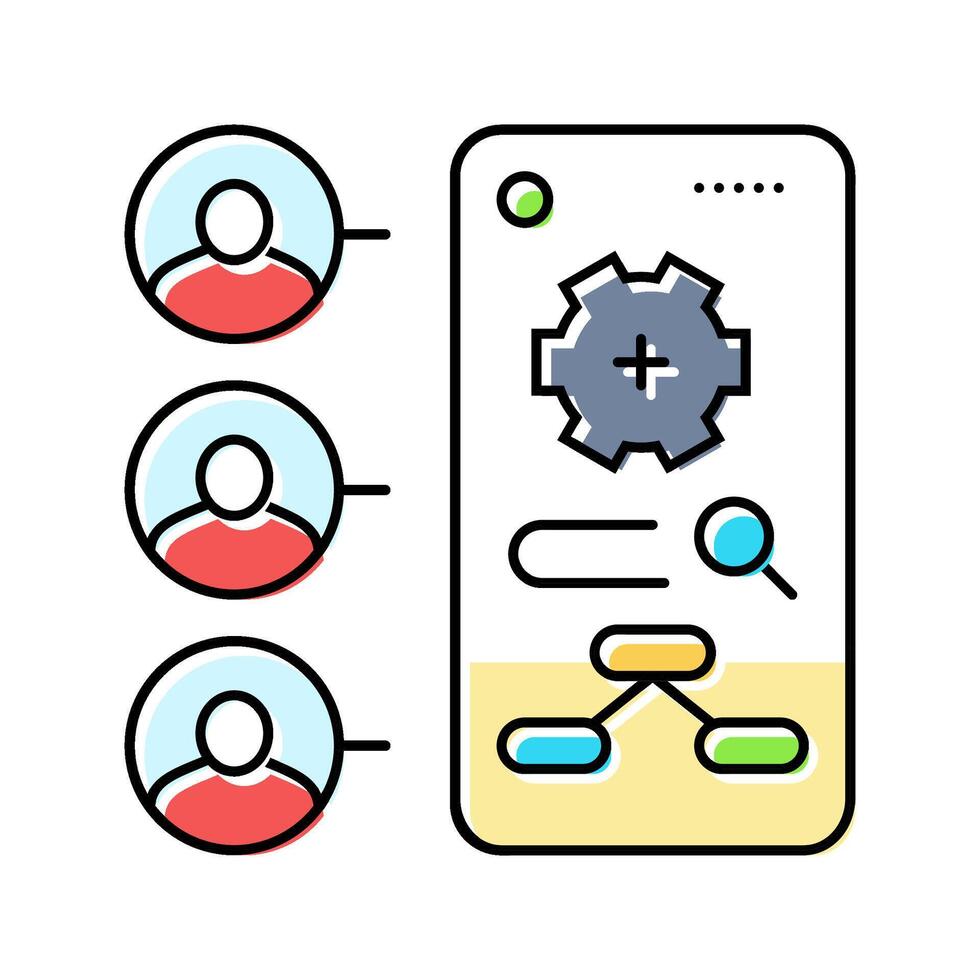 contextual inquiry ux ui design color icon illustration vector