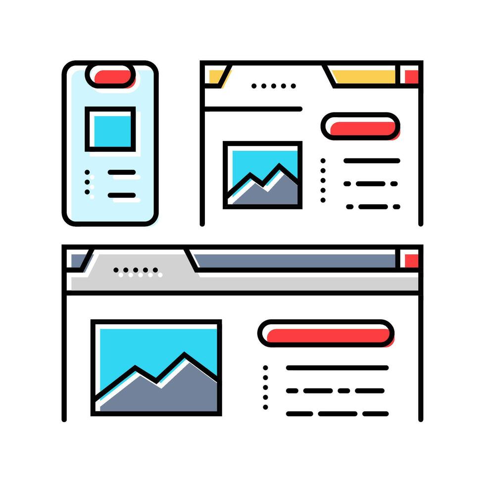 responsive design seo color icon illustration vector