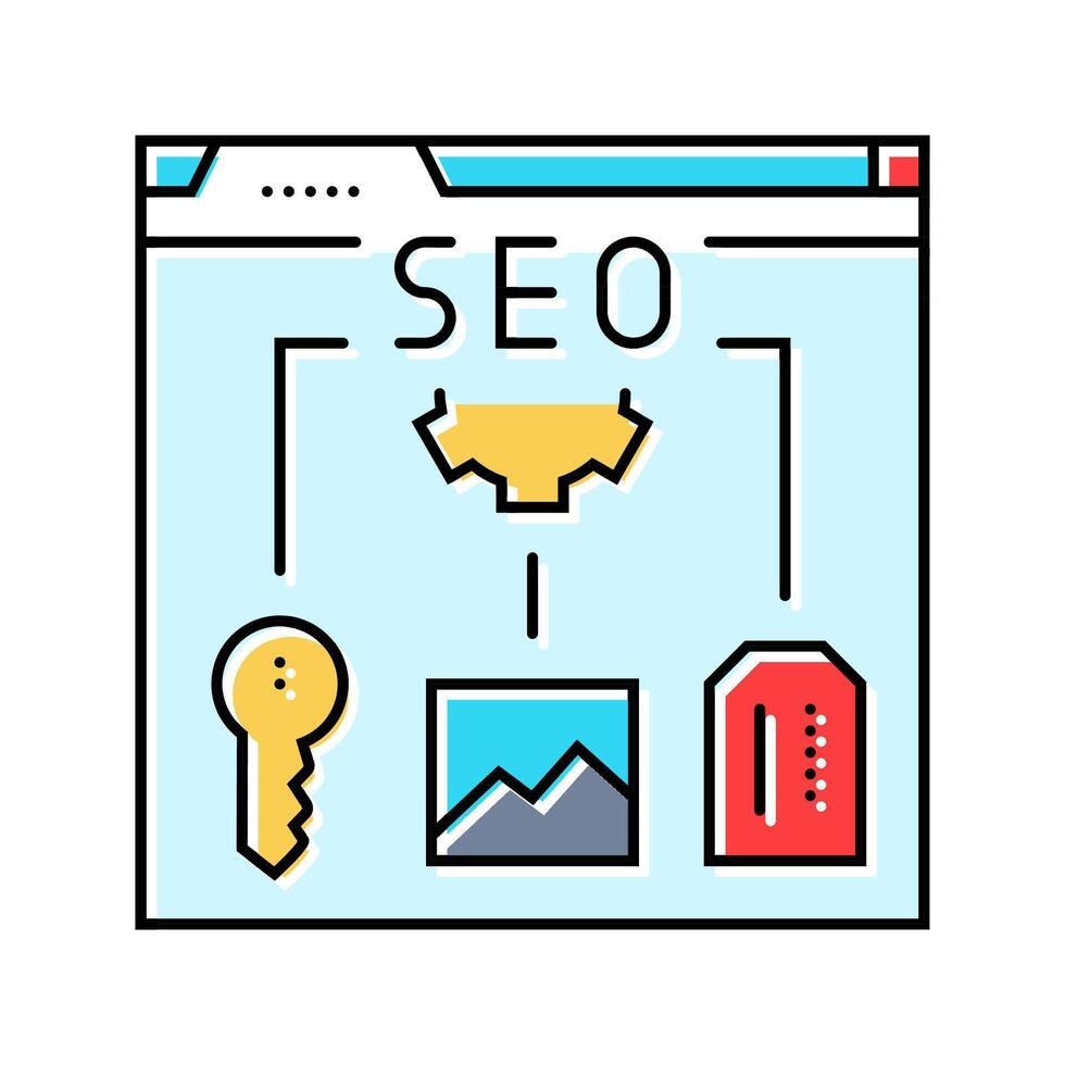 black hat seo color icon illustration vector