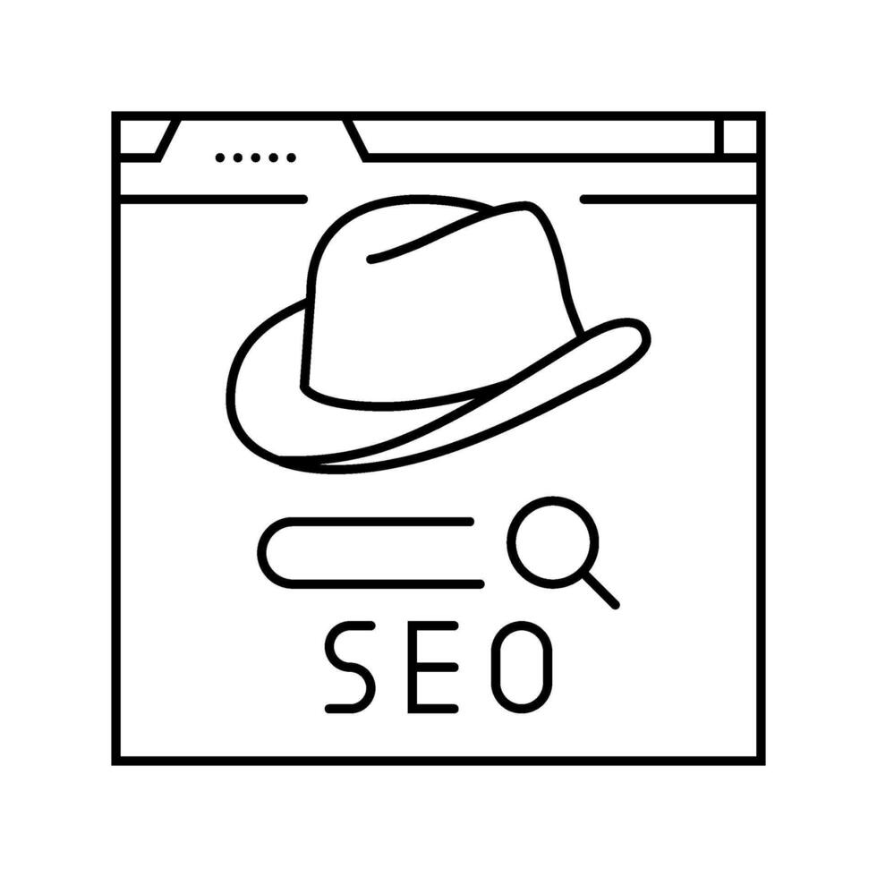 white hat seo line icon illustration vector