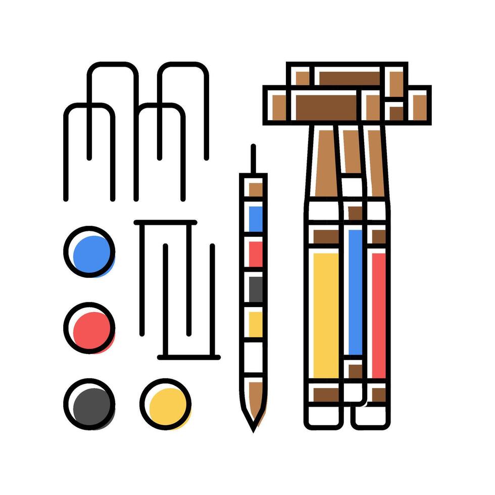 clip croquet game color icon illustration vector