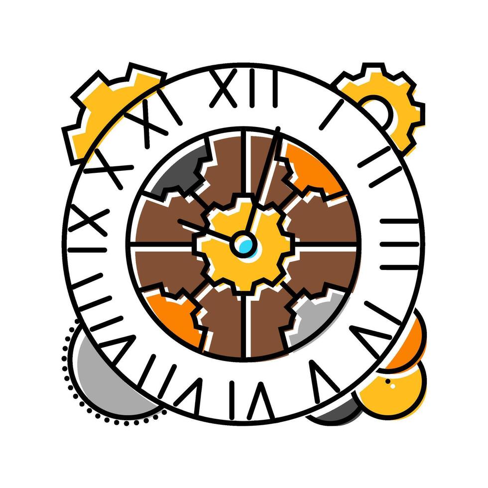 clock steampunk vintage color icon illustration vector