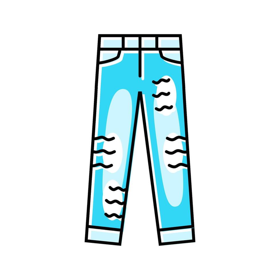 distressed jeans streetwear cloth fashion color icon illustration vector