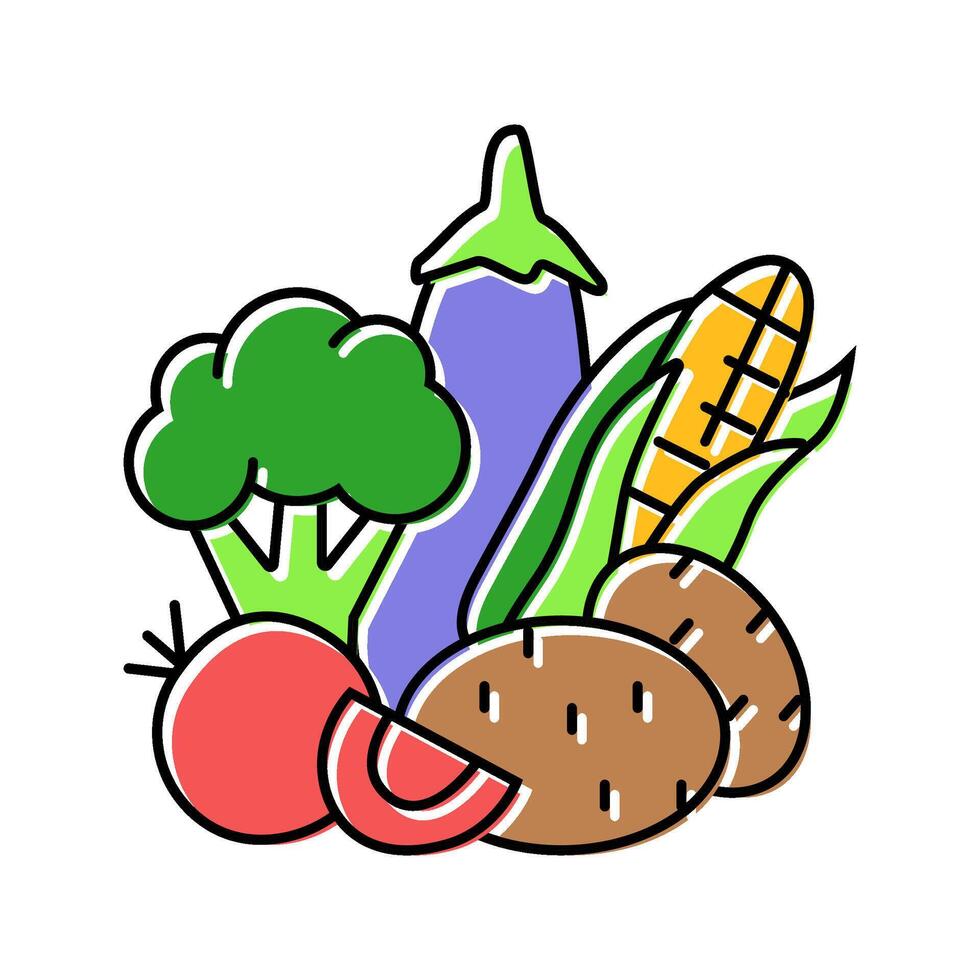 food vegan color icon illustration vector