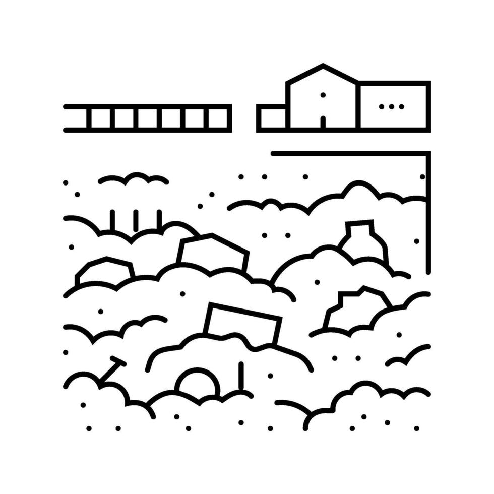 landfill waste sorting line icon illustration vector