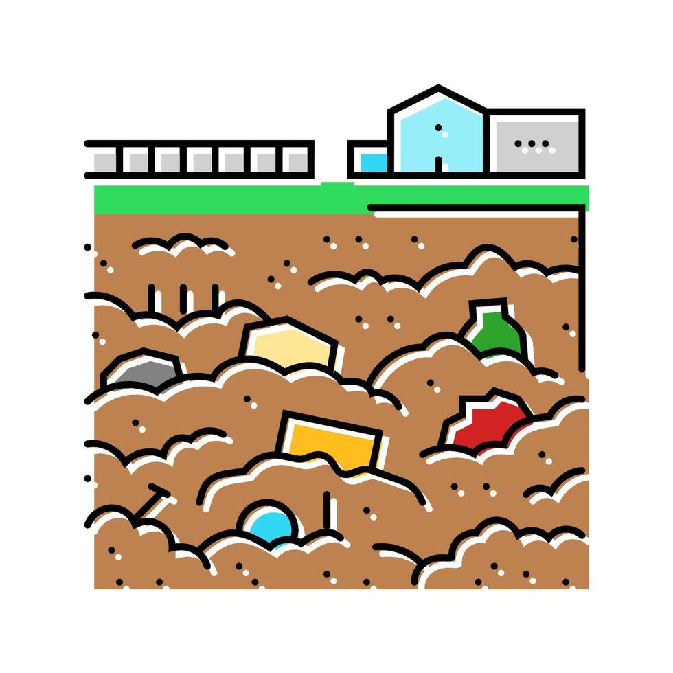 landfill waste sorting color icon illustration vector