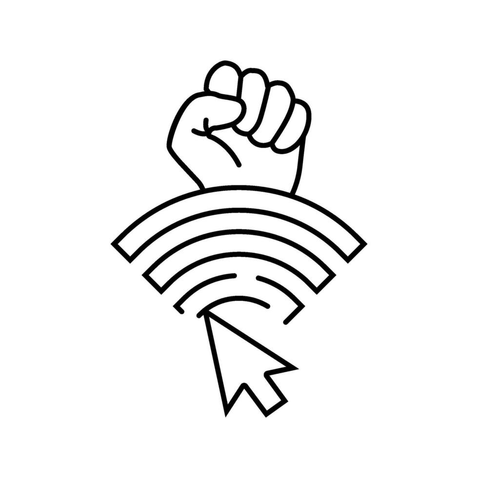 hacktivism cyberpunk line icon illustration vector