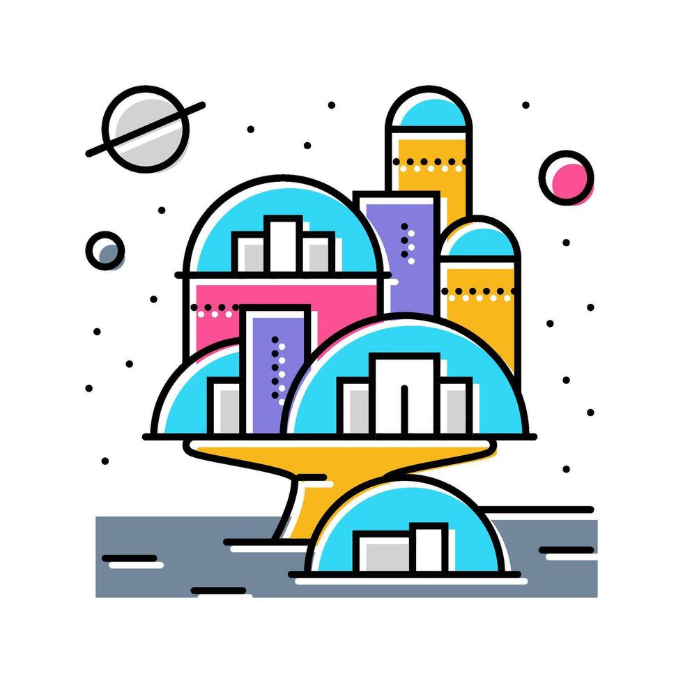 retro futurism cyberpunk color icon illustration vector