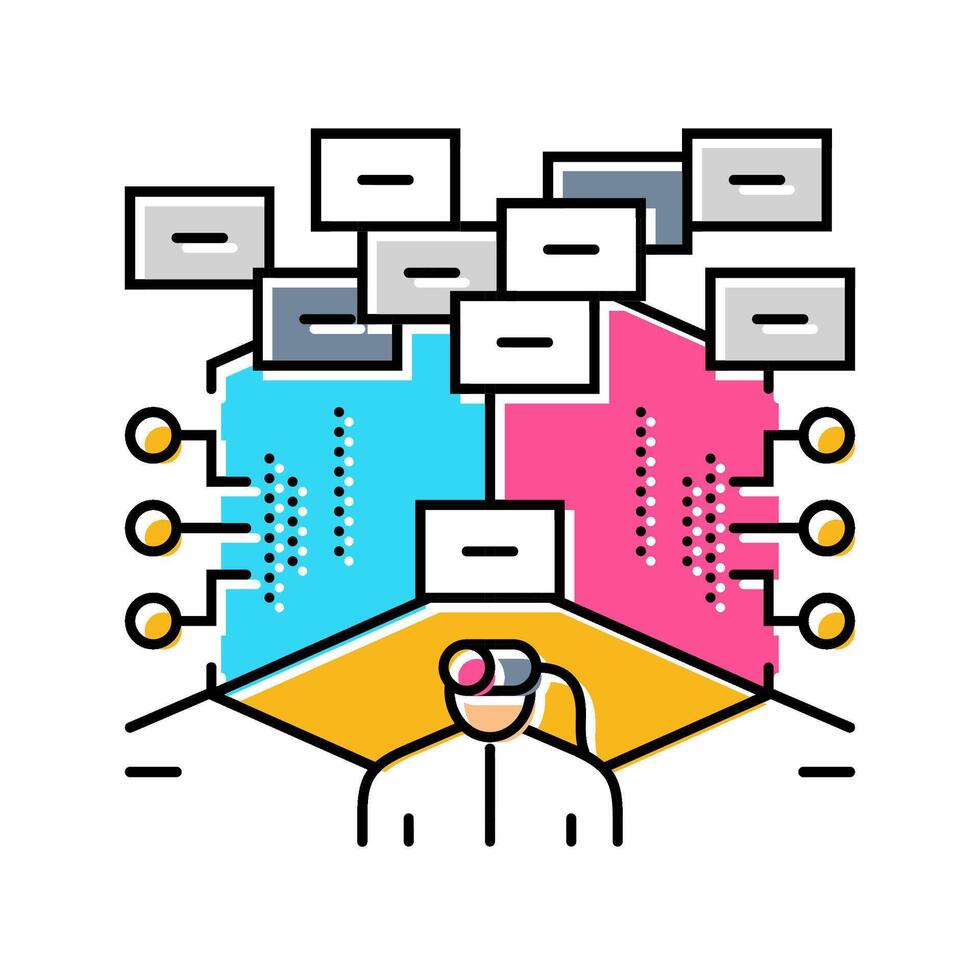 virtual hacking spaces color icon illustration vector