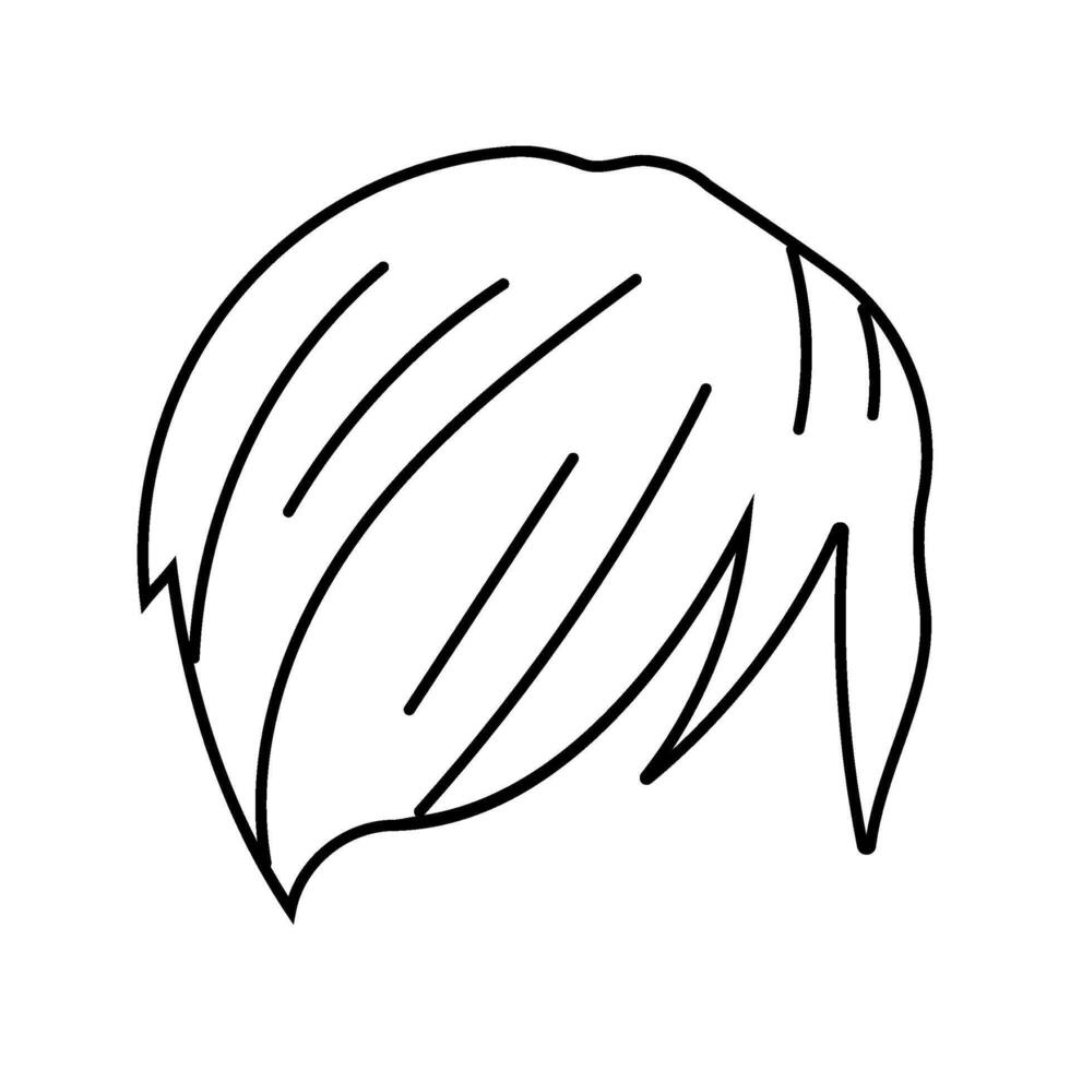 side swept bangs emo line icon illustration vector