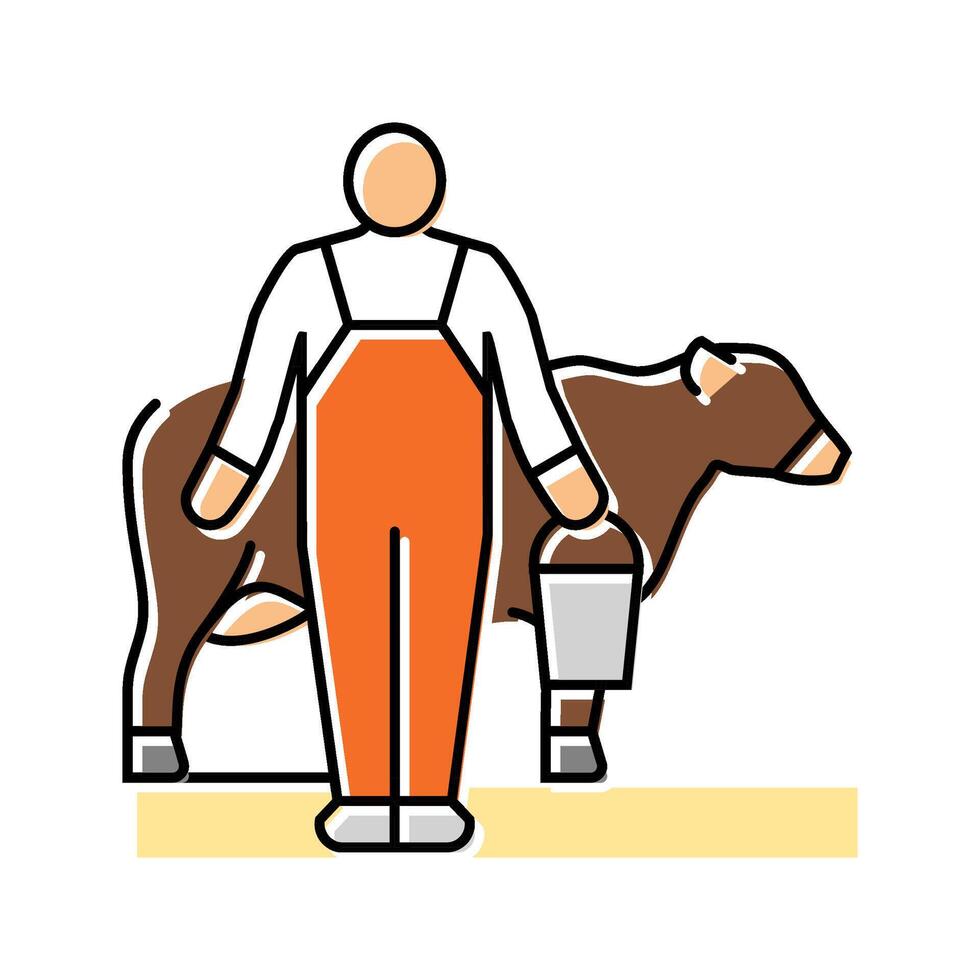 cow field color icon illustration vector