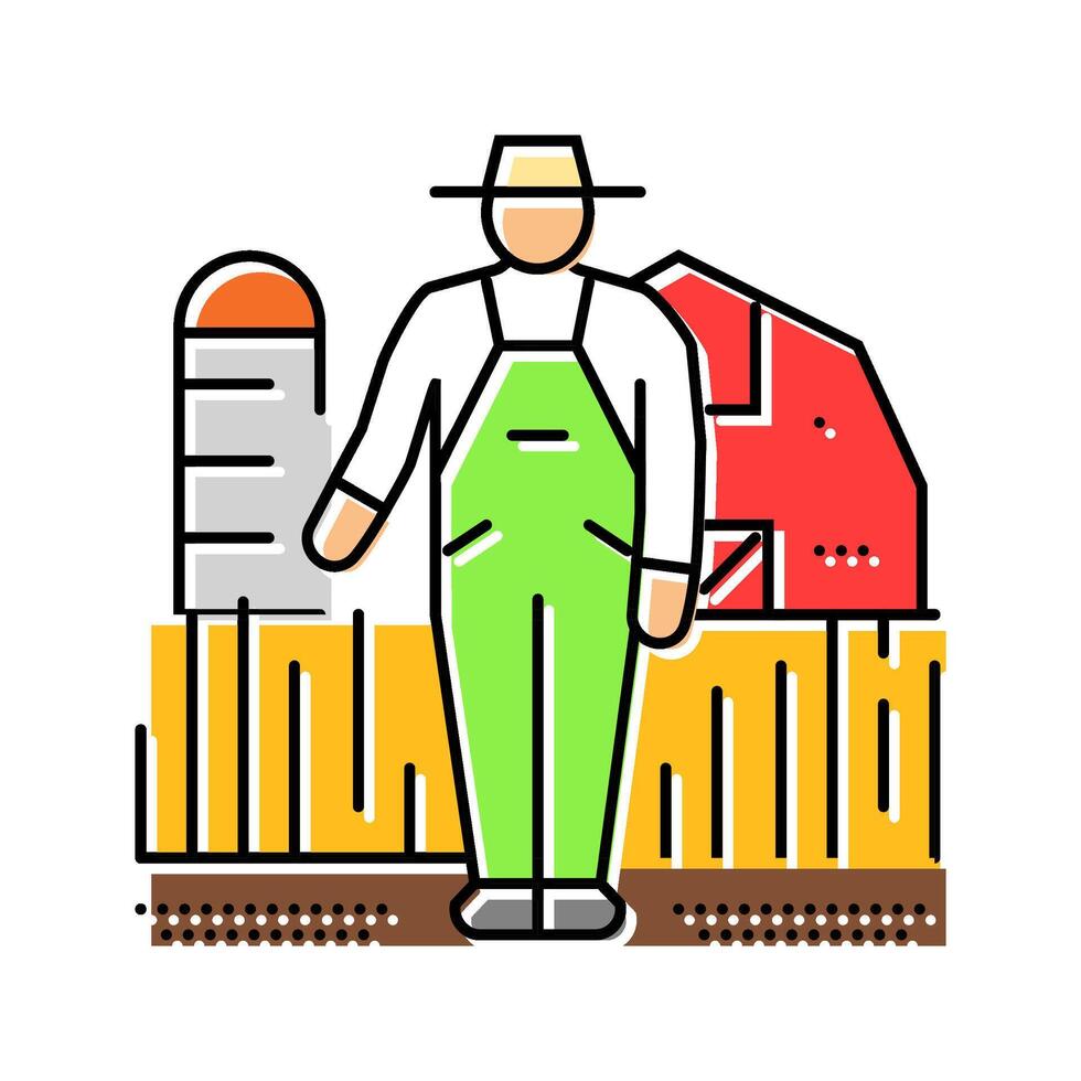 farm field farmer color icon illustration vector
