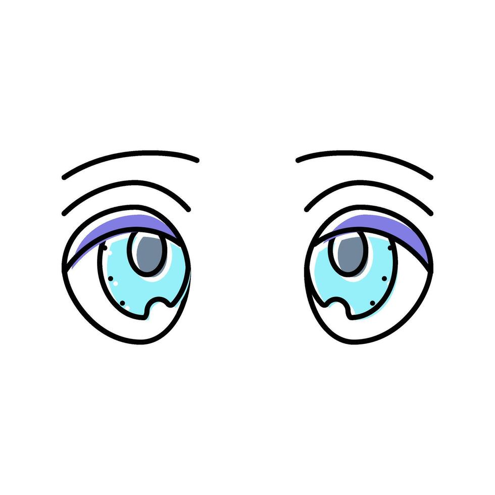 big eyes kawaii color icon illustration vector