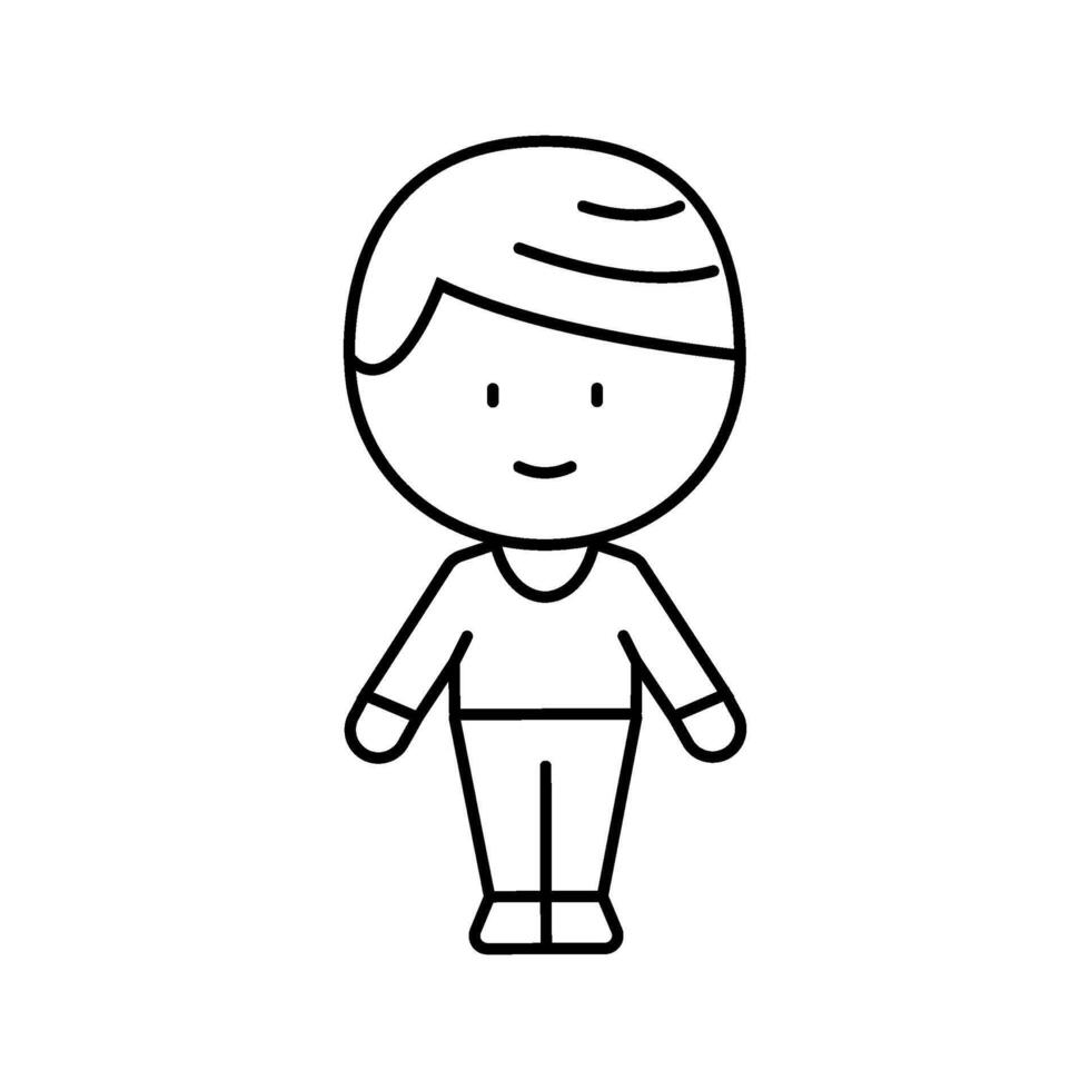 chibi character boy line icon illustration vector