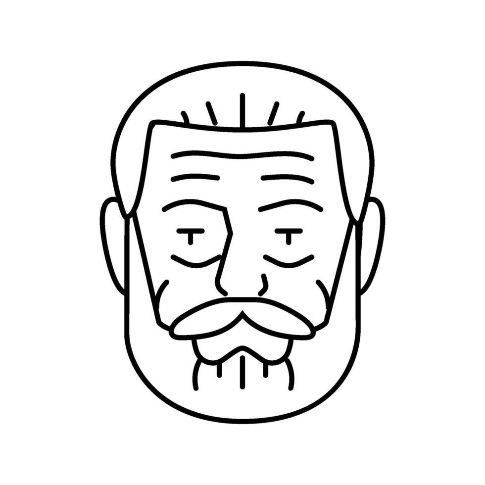 old man avatar line icon illustration vector