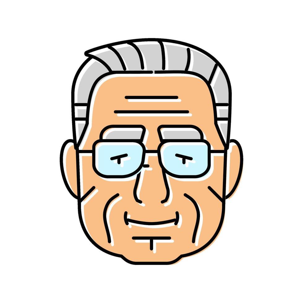 senior old man avatar color icon illustration vector