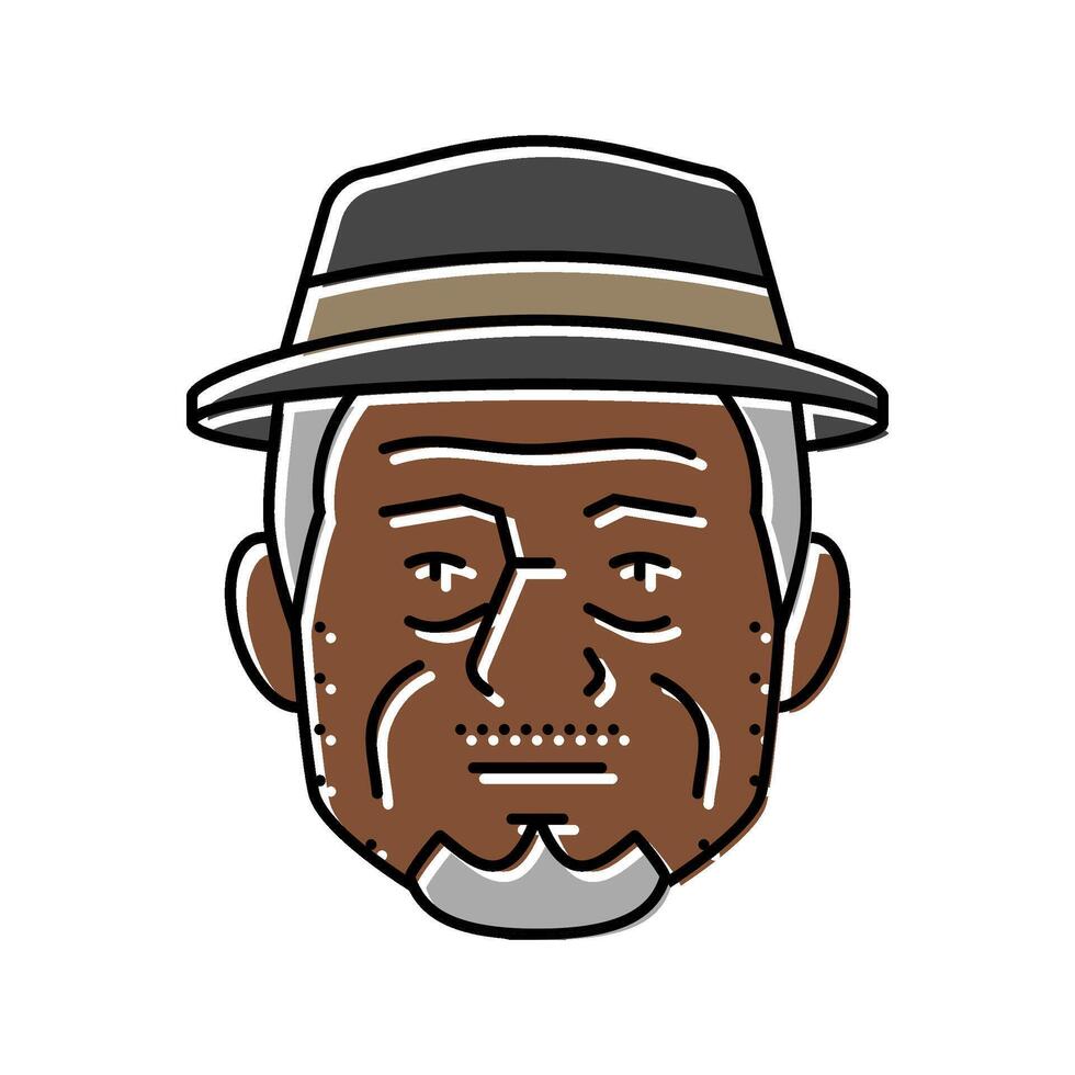 elderly old man avatar color icon illustration vector