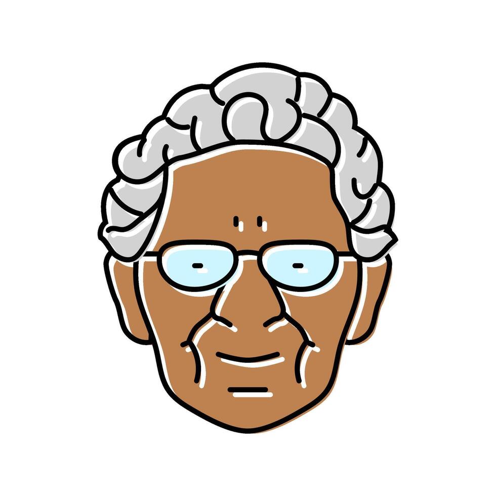 senior old woman avatar color icon illustration vector