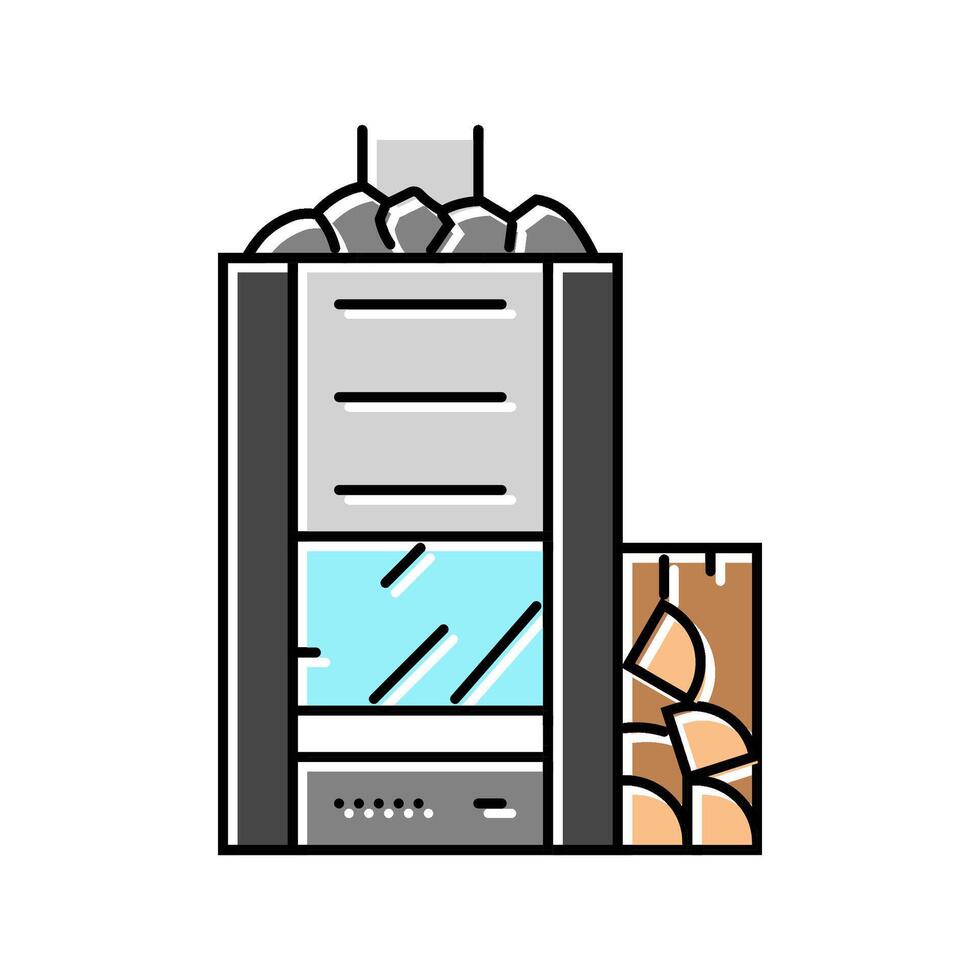 wood burning sauna color icon illustration vector