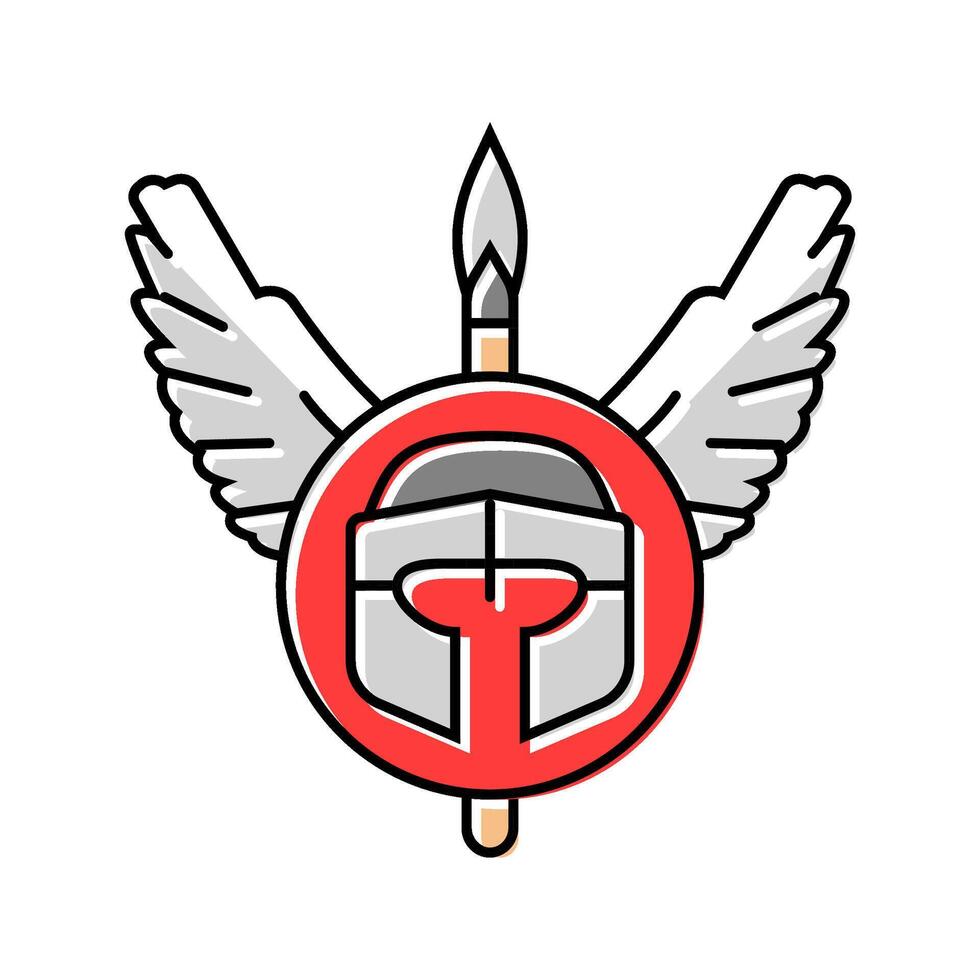 badge battle spartan roman color icon illustration vector
