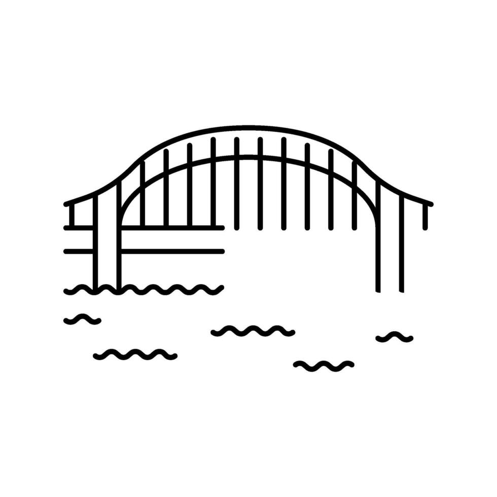 tied arch bridge line icon illustration vector