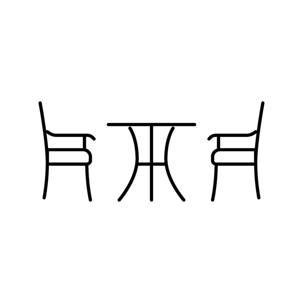 bistro set outdoor furniture line icon illustration vector