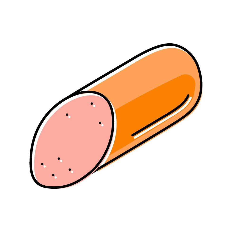 boiled sausage meat color icon illustration vector