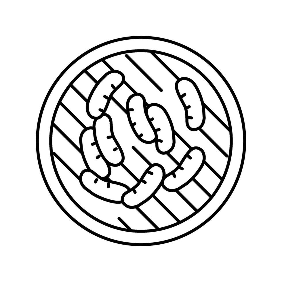 grilled sausage meat line icon illustration vector