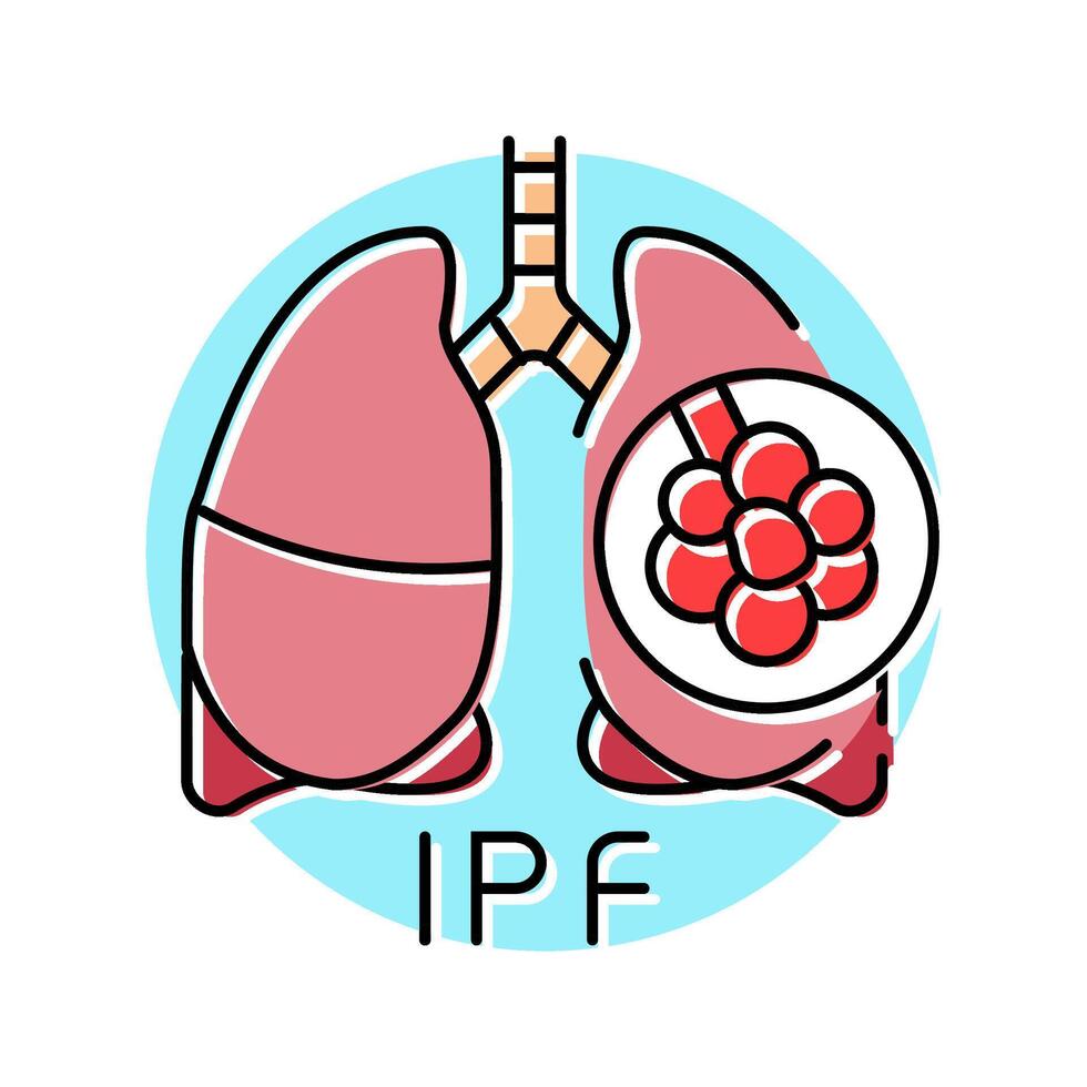 idiopathic pulmonary fibrosis color icon illustration vector