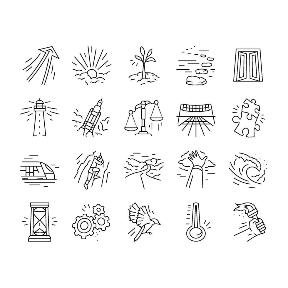progress trend up business icons set vector