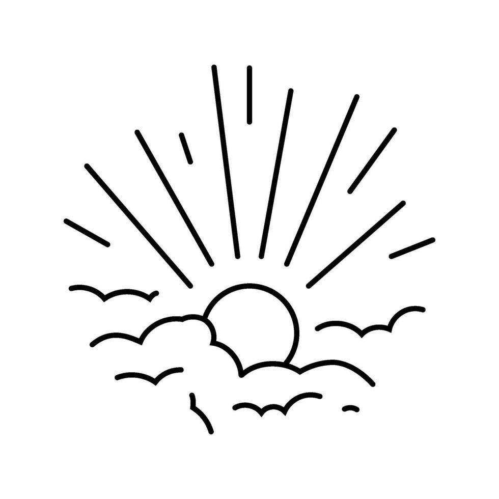 rising sun progress line icon illustration vector
