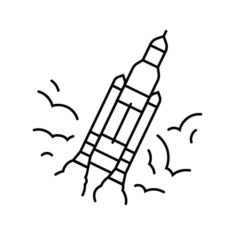 rocket ship progress line icon illustration vector