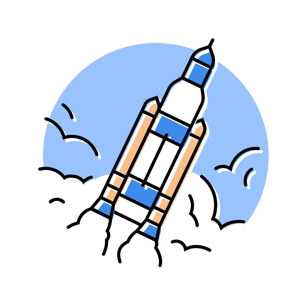 rocket ship progress color icon illustration vector