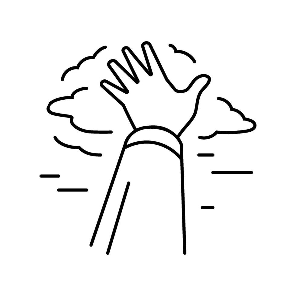 hand reaching sky progress line icon illustration vector