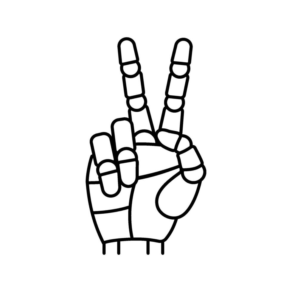 peace robot hand gesture line icon illustration vector