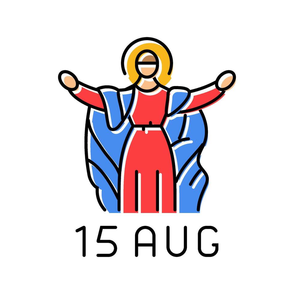 assumption of mary feast catholic holiday color icon illustration vector
