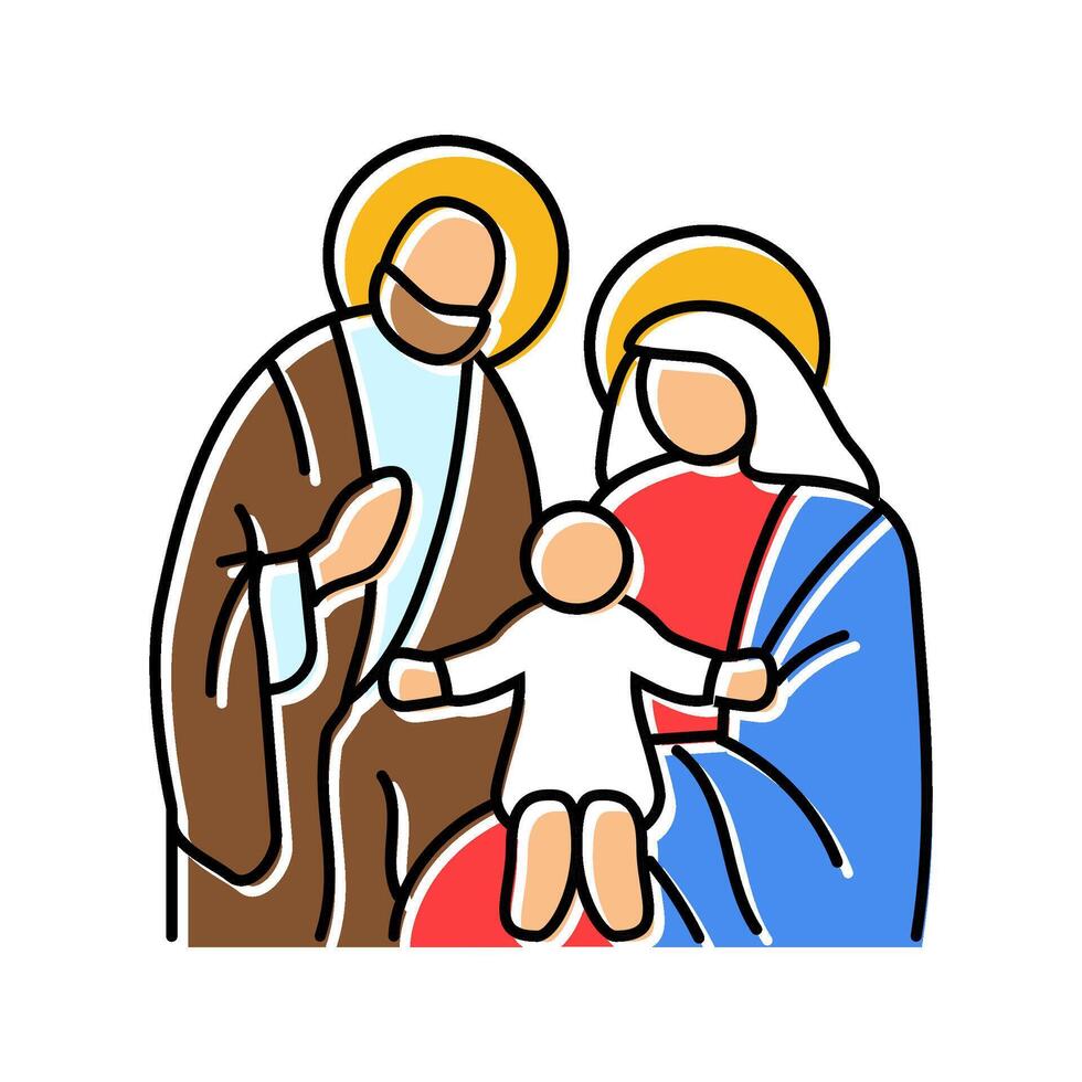 holy family feast catholic holiday color icon illustration vector
