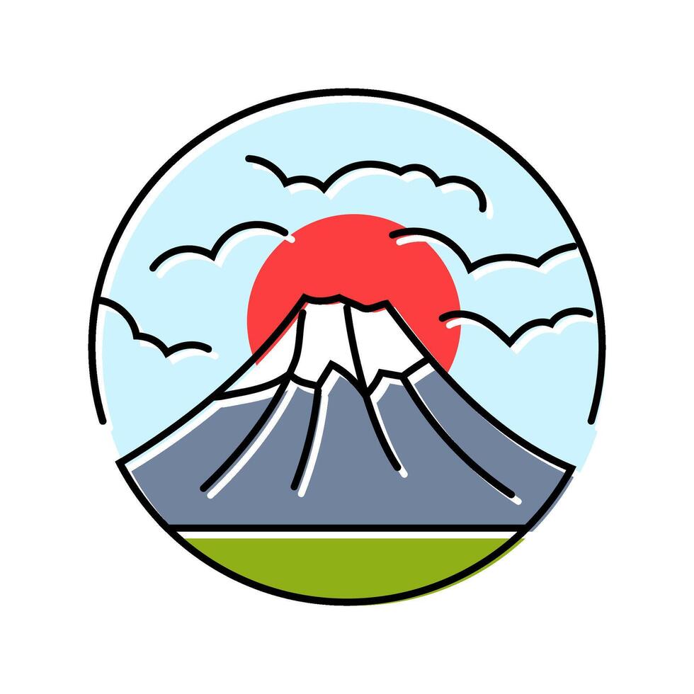 mountain day japanese holiday color icon illustration vector