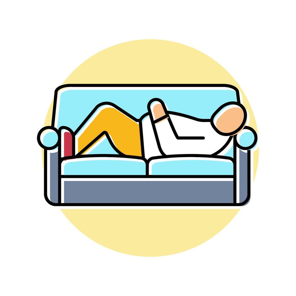 sedentary lifestyle obesity overweight color icon illustration vector