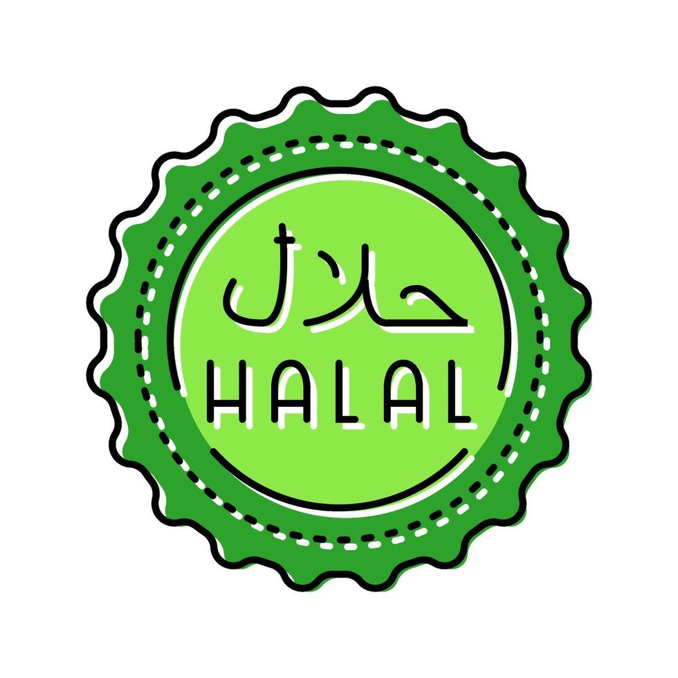 halal product label warning color icon illustration vector