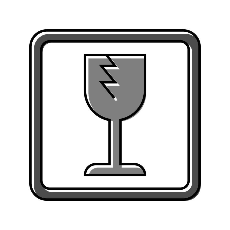 fragile product label warning color icon illustration vector