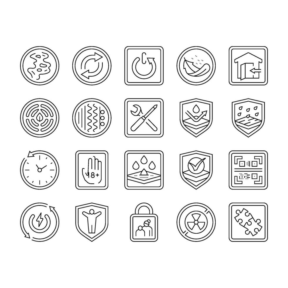 product caution label warning icons set vector