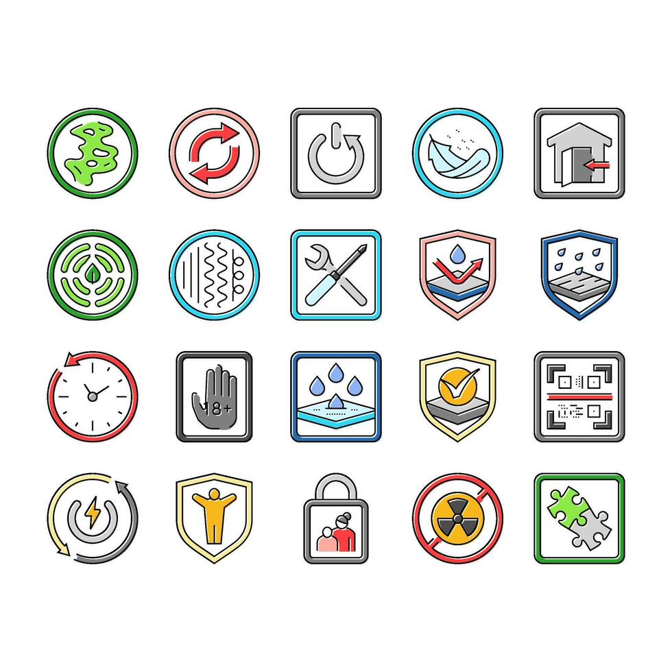 product caution label warning icons set vector